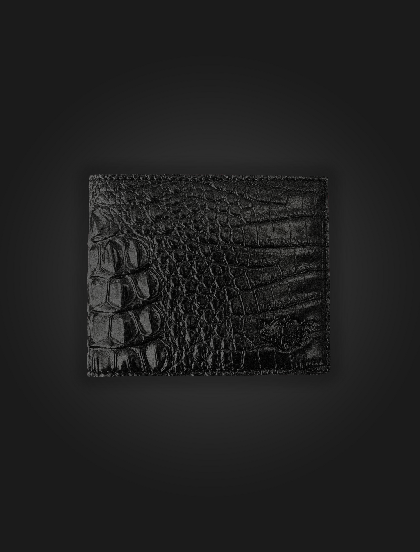 War Inside Black  Croc Wallet