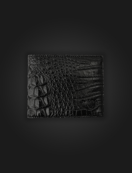 War Inside Black  Croc Wallet