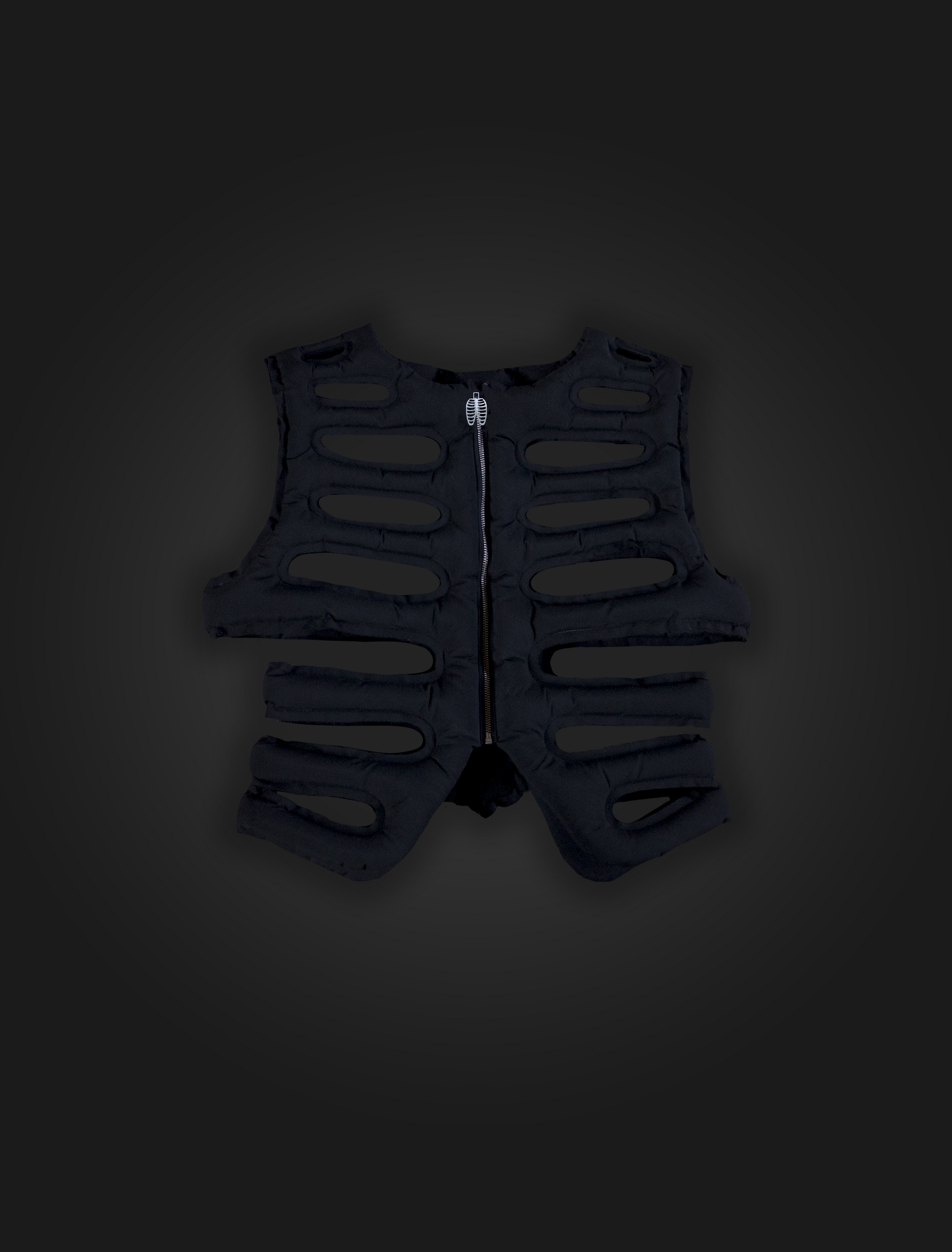 Opium skeleton puffer best スケルトン　ダウンベスト GRADIENT_SITE_BLACK_FRONT_COMP