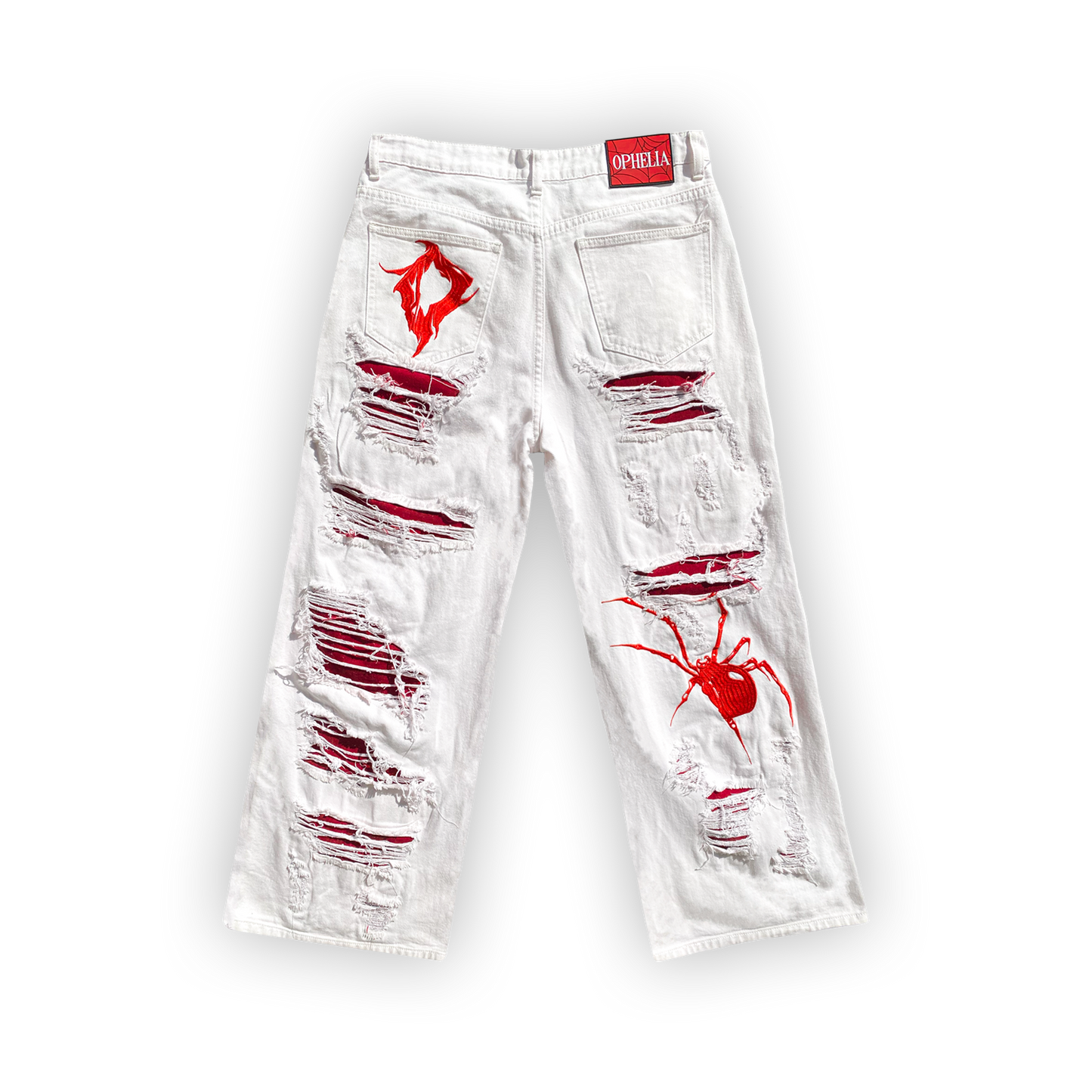 Spider White Distressed Jeans
