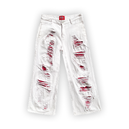 Spider White Distressed Jeans